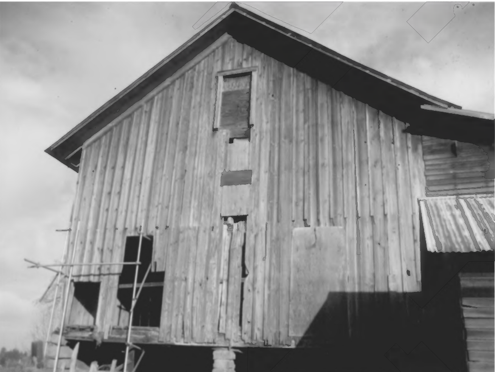 The deteriorating condition of the barn in 2006 can be seen here.